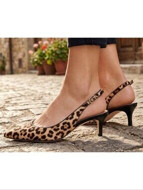 Sam Edelman Ludlow Leopard Print Slingback Pumps Tan & Brown Size 7.5
